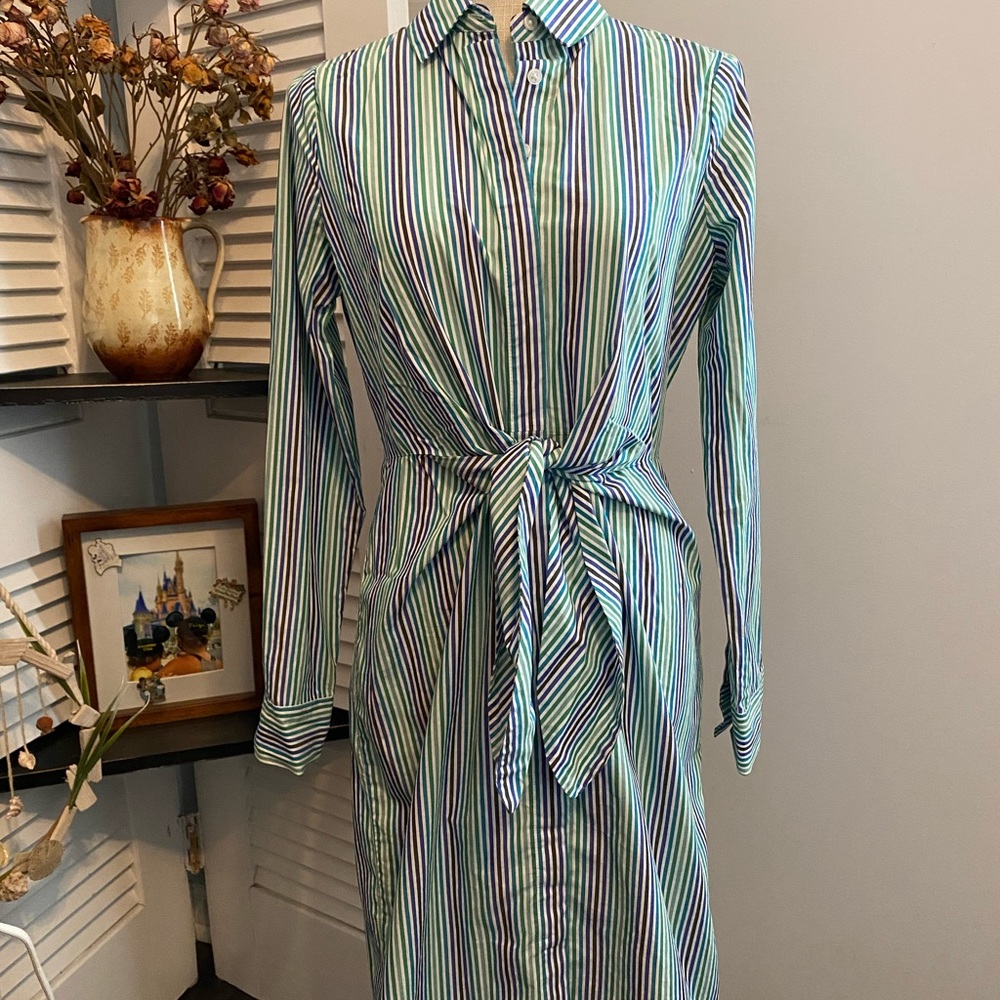 Calvin Klein green candy striped dress